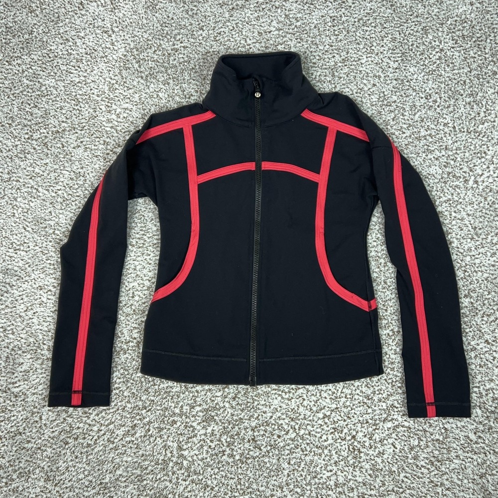 Lululemon Define Jacket Womens 4 Black Pink Full Zip Athleisure Running Yoga